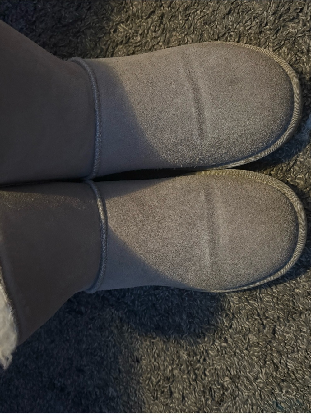 BearPaw Grey Suede Shearling Lined Short Booties